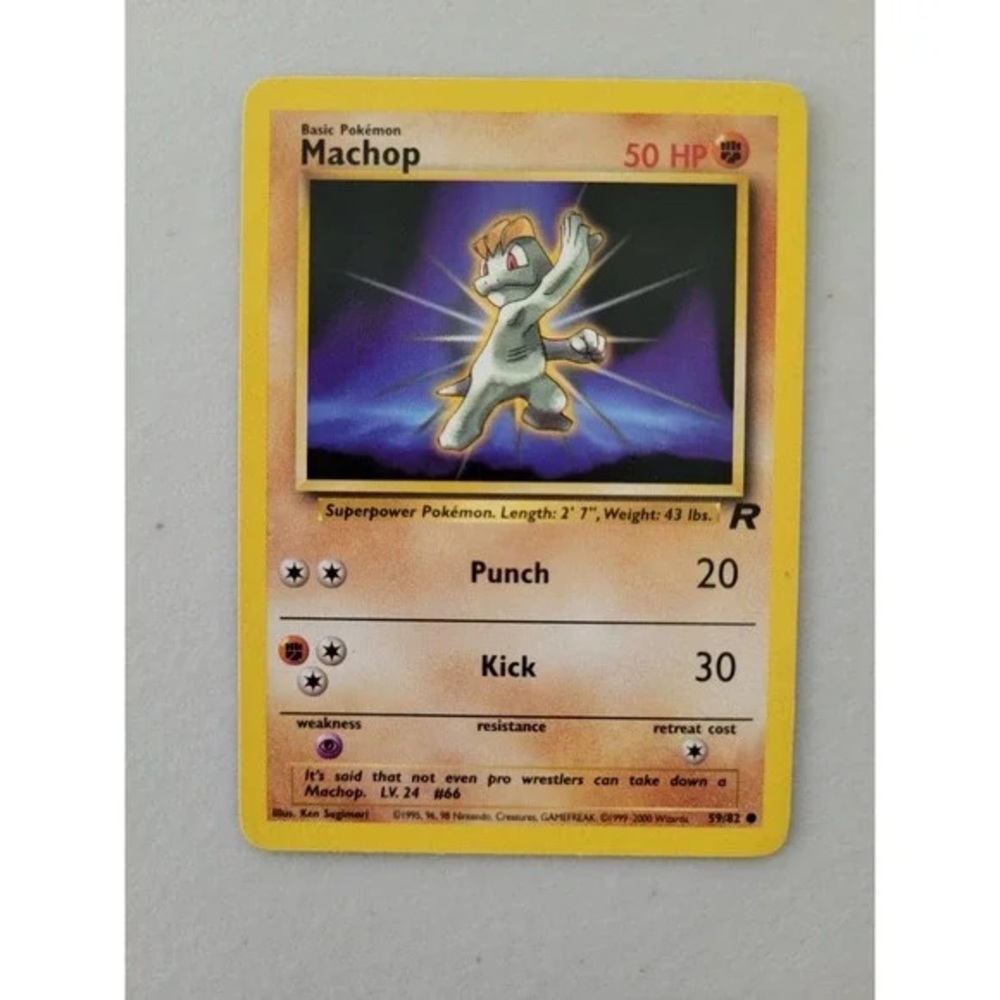 Pokemon Machop Trading Card - Yellow and Gray
